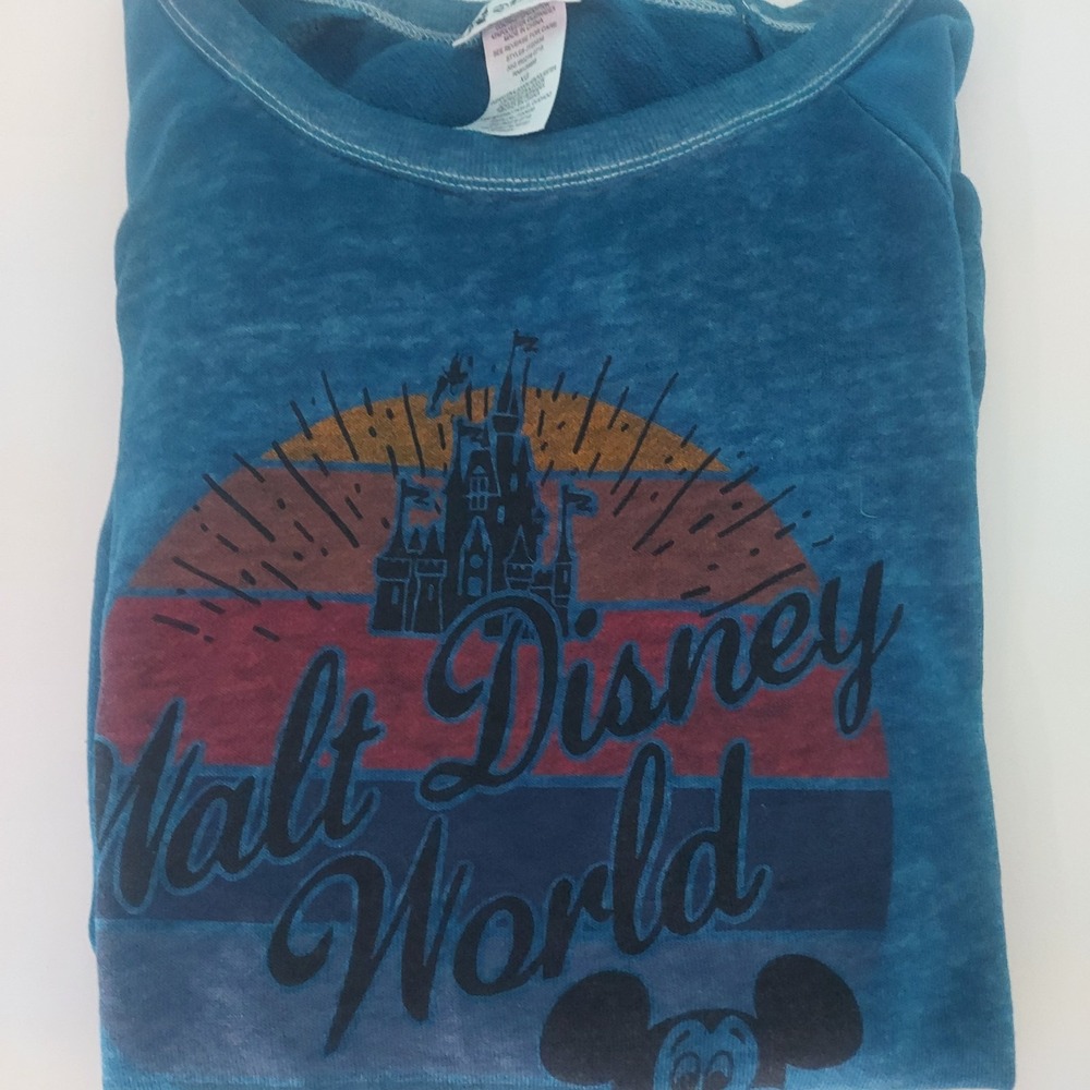 Disney Parks  Walt Disney World Long Sleeve Pullover Tee Shirt -‎ XG Blue